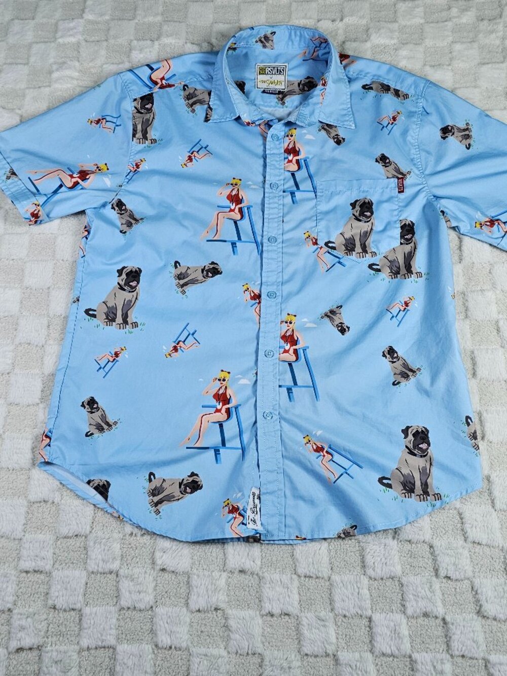 RSVLTS The Sandlot Button Up Short Sleeve All Over Print Graphic Men's Shirt Med